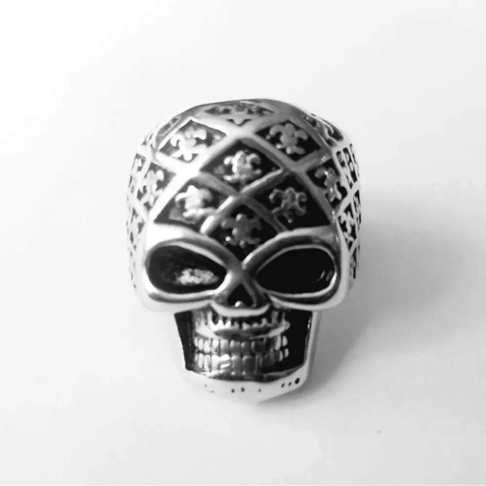 316L‎ stainless steel skull silver biker hypoallergenic men’s ring size 14